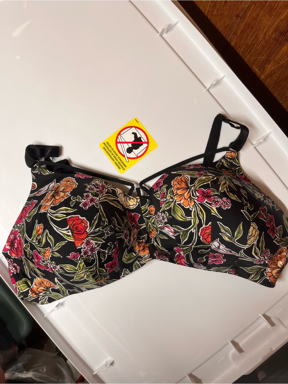 torrid Black Floral wireless Bra with Multicolor Blooms